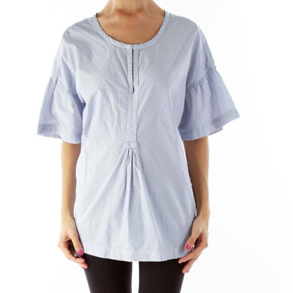 Max Studio Blue Pinstripe Shirt - Picture 1 of 3